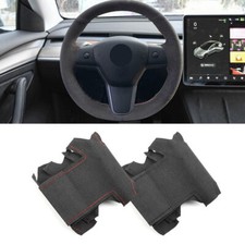 DIY Schwarz Leder Lenkradbezug Lenkradhülle für Tesla Model 3 2015-2021 Y 19-21