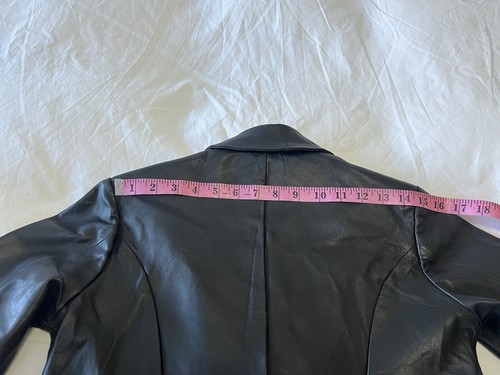 Posh Affairs | Women’s SZ S To M | Double Breasted Genuine Leather Blazer Black - Picture 7 of 12