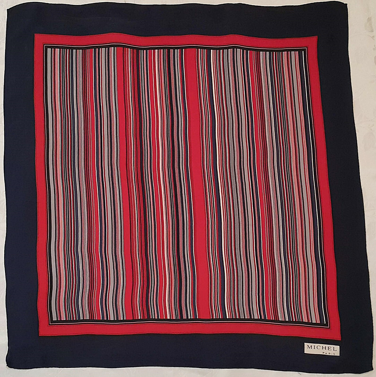 Vintage Michel Paris Striped Blue Red Silk 30