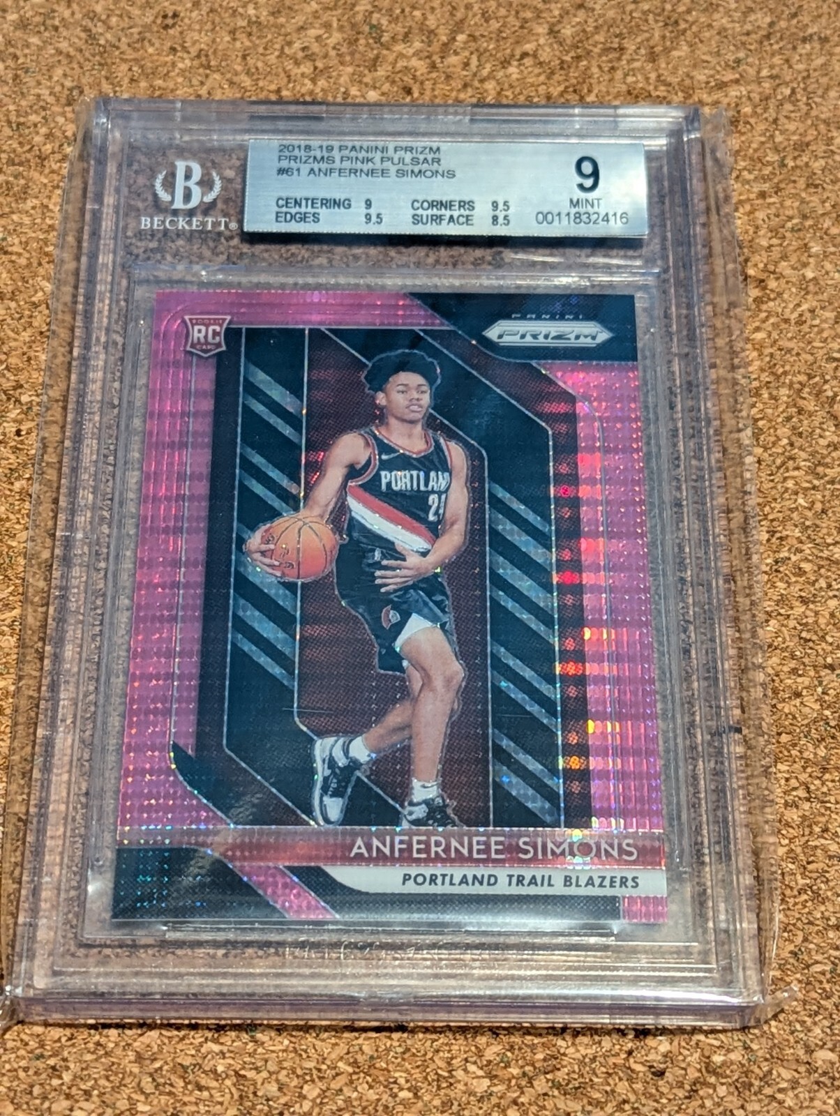 2018-19 PRIZM 🏀 ANFERNEE SIMONS PINK PULSAR ROOKIE /42 BGS 9 BLAZERS RC SP 🔥