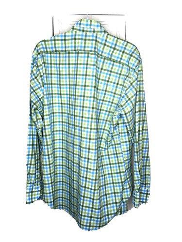 Thomas Dean Button Down Casual Dress Shirt Men’s L Plaid Standard Cuff - Picture 4 of 4