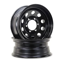 LIBRA 15 x 6 Trailer Wheels 6 Lug on 5.5" Bolt Pattern Black Mod, Set 2-17010