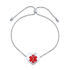 Pulsera Bolo Personalizada Alerta Médica Identificación Forma Corazón Etiqueta Ajustable
