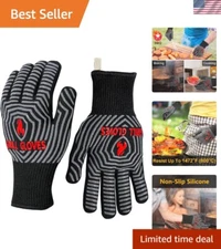 Lightweight Non-Slip BBQ Gloves - 1472℉ Heat Protection for Grilling & Cooking