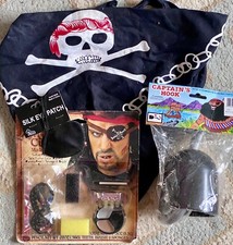 PIRATE COSTUME KIT accessories makeup teeth eye patch bandana hook beaded braid