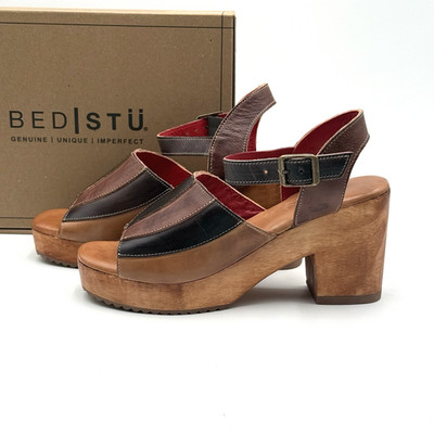 Bed Stu Jetsetter Leather Block Heel Women's Sandal Cold Brew Rustic