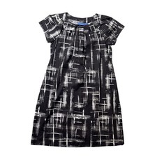 Simply Vera Vera Wang Black White Abstract Grid Cotton Shift Dress Small
