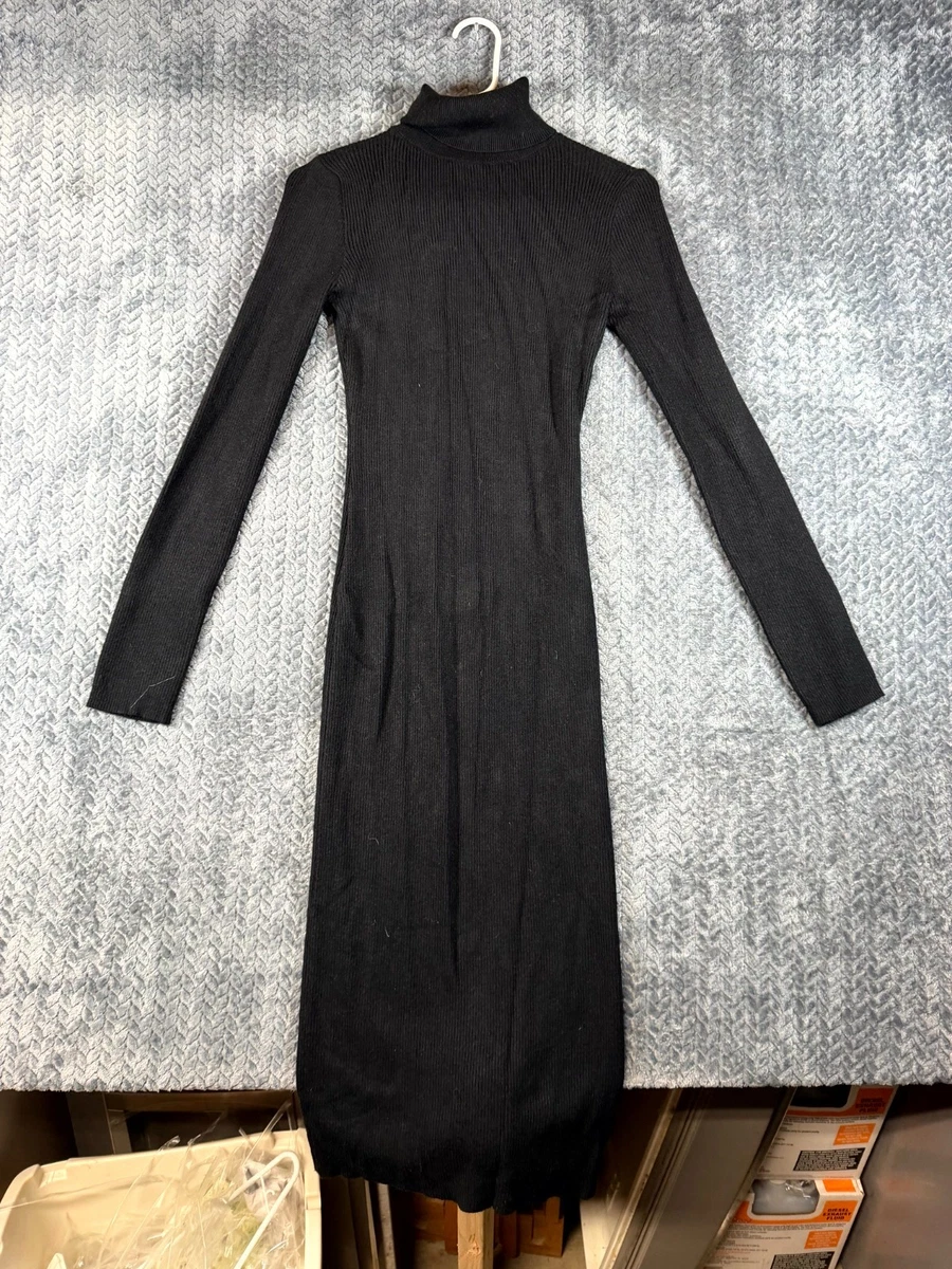 macy's black satin dress Black Mini Turtleneck Dress