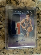 2024-25 Panini Origins Tyler Kolek Purple /18 FOTL Rookie Patch Auto Knicks