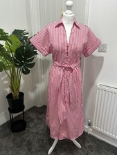 Reserved Striped Shirt Dress – Size S (UK 8) Pink & White Stunning dress Holiday