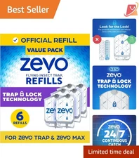 Flying Insect Trap Refill Pack 6 No Fragrance UV Light for Gnats Fruit Flies