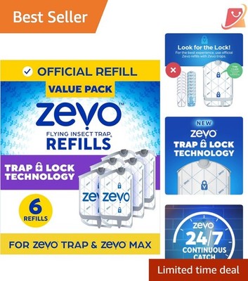 Flying Insect Trap Refill Pack 6 No Fragrance UV Light for Gnats Fruit Flies