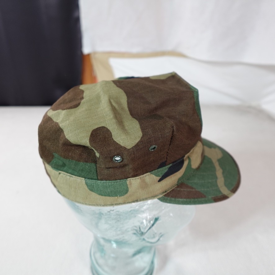 Vintage USMC Hat Cap Woodland Green Camo Type 1 Utility Cover US Marine Corps