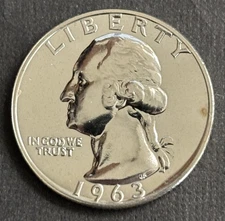 GEM PROOF 1963 Washington SILVER Quarter