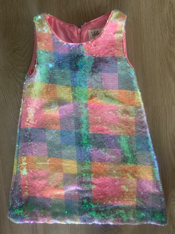 Lola and the Boys sequin plaid paster sleeveless dress size 2 girls NWOT