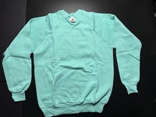 Vintage NOS 90  s Large Mint Green Fruit Of the Loom Blank Raglan Sweatshirt. USA