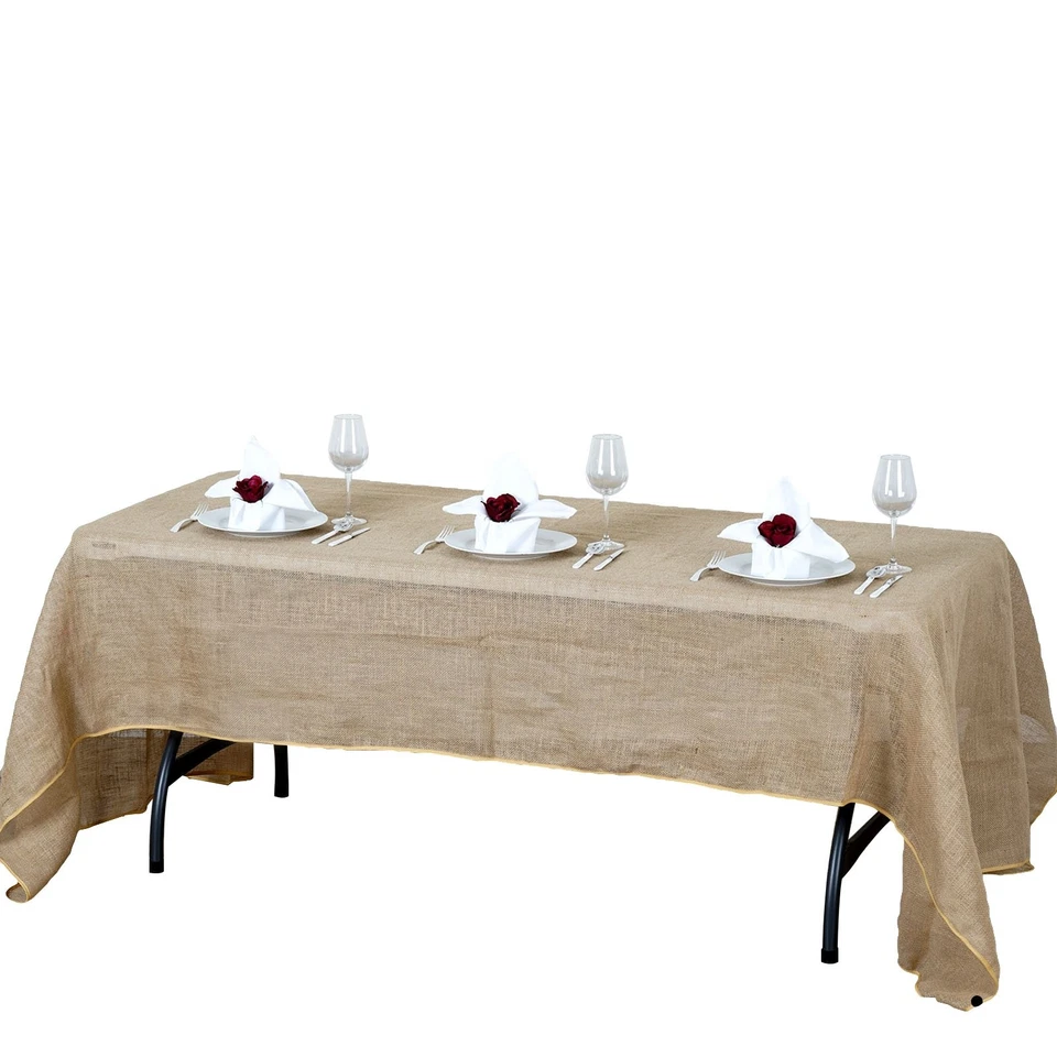 Natural BURLAP 60x102" Rectangle TABLECLOTH Country Wedding Party Catering Linen - Image 4 of 4