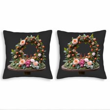 Set of 2 18x18in Throw Pillow Covers - Vibrant Floral Wreath Design