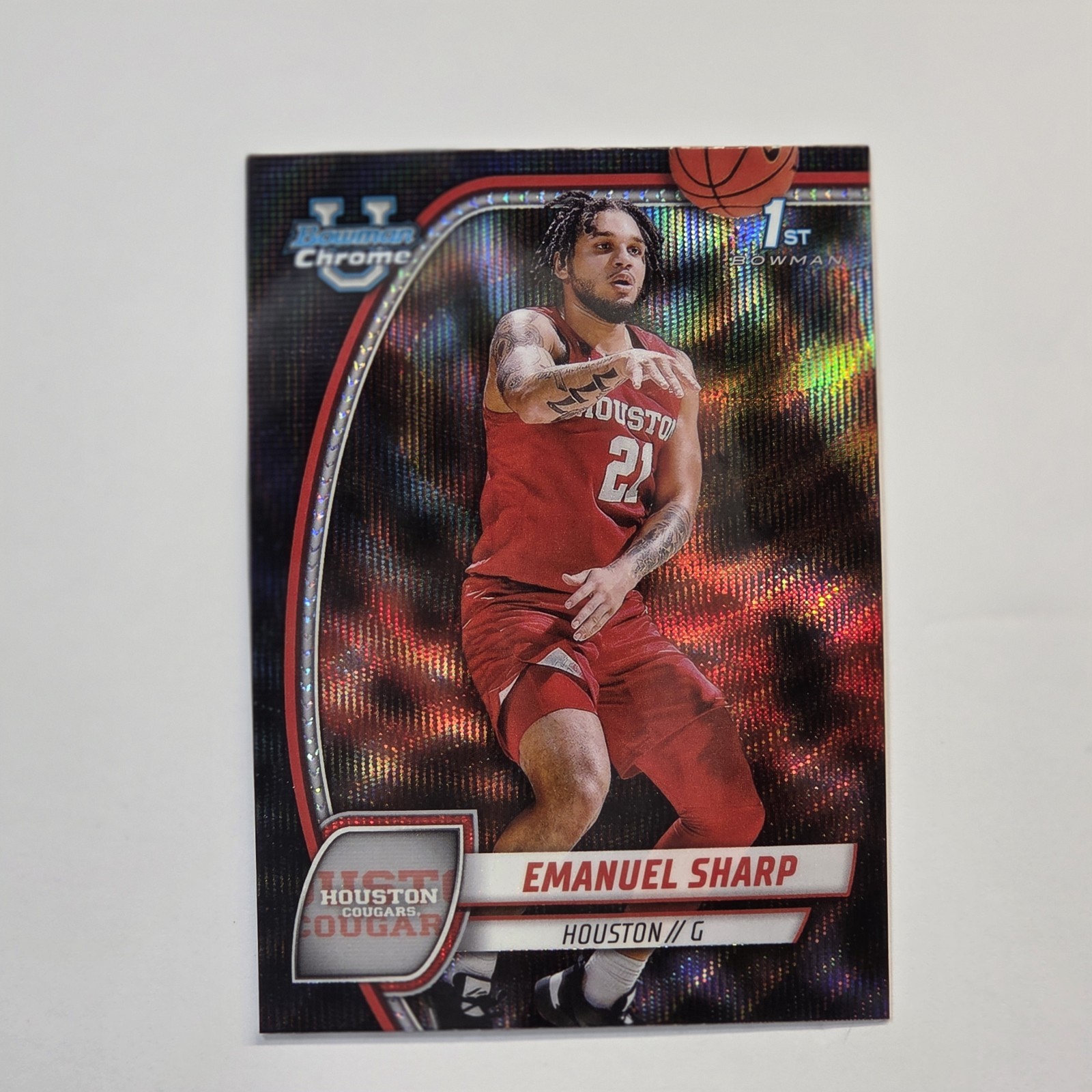 2024-25 Bowman University Chrome - Emanuel Sharp #23 Black Wave Refractor (RC)
