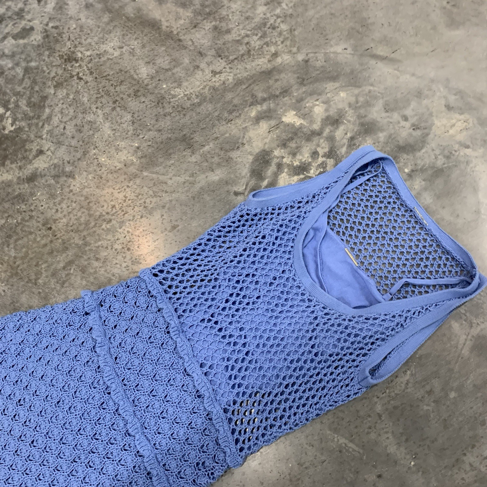 Alexis Aleala Dress Small Blue Crochet Knit Maxi Women’s