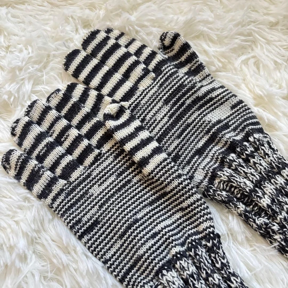 Missoni женщин в полоску трикотажа длинные перчатки темно серый белый оранжевый ярлык почти неиспользованный - Изображение 3 из 4