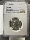 1942 S Washington Quarter BU NGC MS67