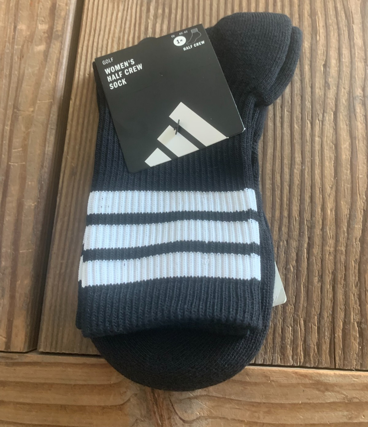 Women's Half-crew 3-stripes Black Socks. 1-pair- Fits Shoe S