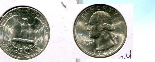 1945 S WASHINGTON SILVER QUARTER COIN GEM BU 6342T