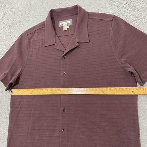 Carbon 2 Cobalt Shirt Mens L Mauve Purple Striped Textured Loop Collar Button Up - Picture 8 of 10