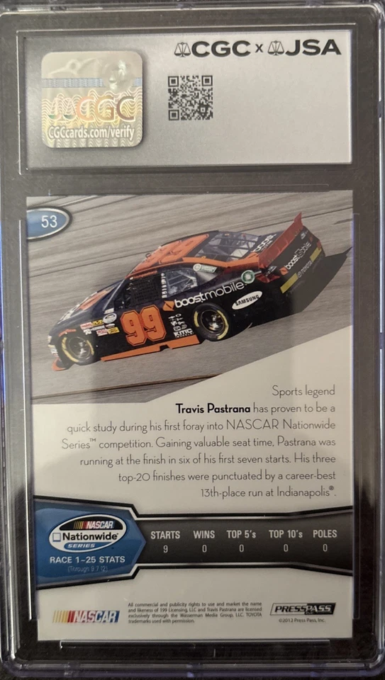 2013 Press Pass #53 Travis Pastrana Autographed Signed JSA/CGC 10 Auto Grade! - Image 3 of 3