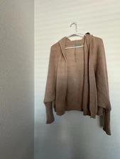 InCashmere Women's Brown Cardigan Sweater NWOT size L cotton nylon wool