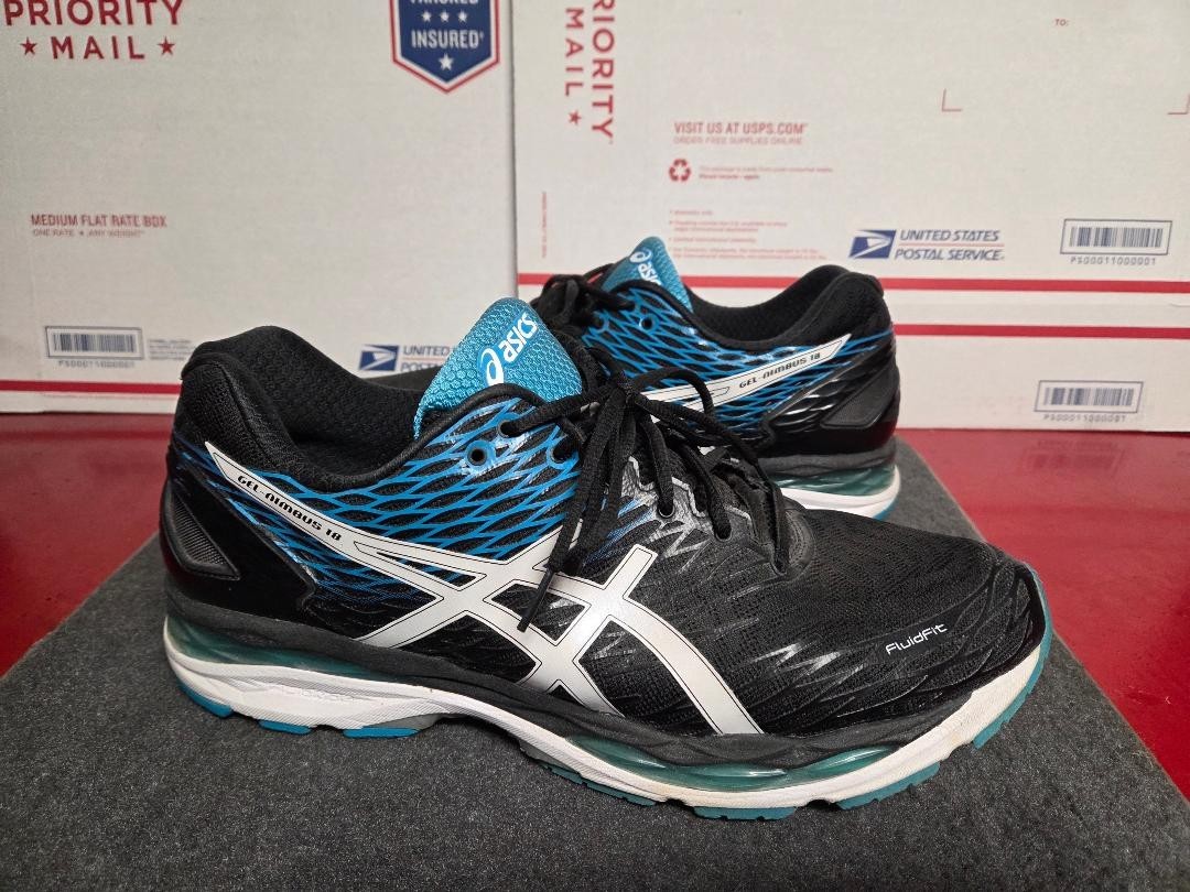 ASICS MEN'S GEL-NIMBUS 18 RUNNING TRAINING WALKING SHOES BLACK/WHITE SIZE 13M thumbnail 2