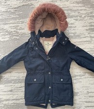 Abercrombie Kids Winter Coat Girls Size 7/8 Blue With Pink Lining Faux Fur Hood