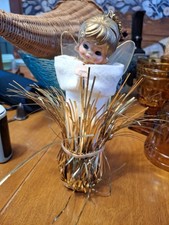 Vintage Angel Christmas Tree Topper Ornament Halo Gold Foil