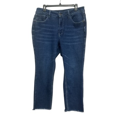Judy Blue High Waist Cropped Straight Jeans Side Slit Size 14W Stretch JB88375