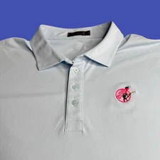 G/FORE Swag Golf Polo Shirt Mens XXL Light Blue Performance Embroidered Guitar