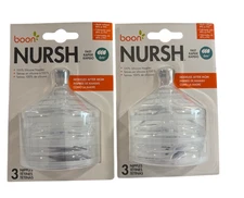 Boon Nursh Silicone Baby Bottle Nipples Fast Flow  3 Count LOT OF 2 (Total of 6)