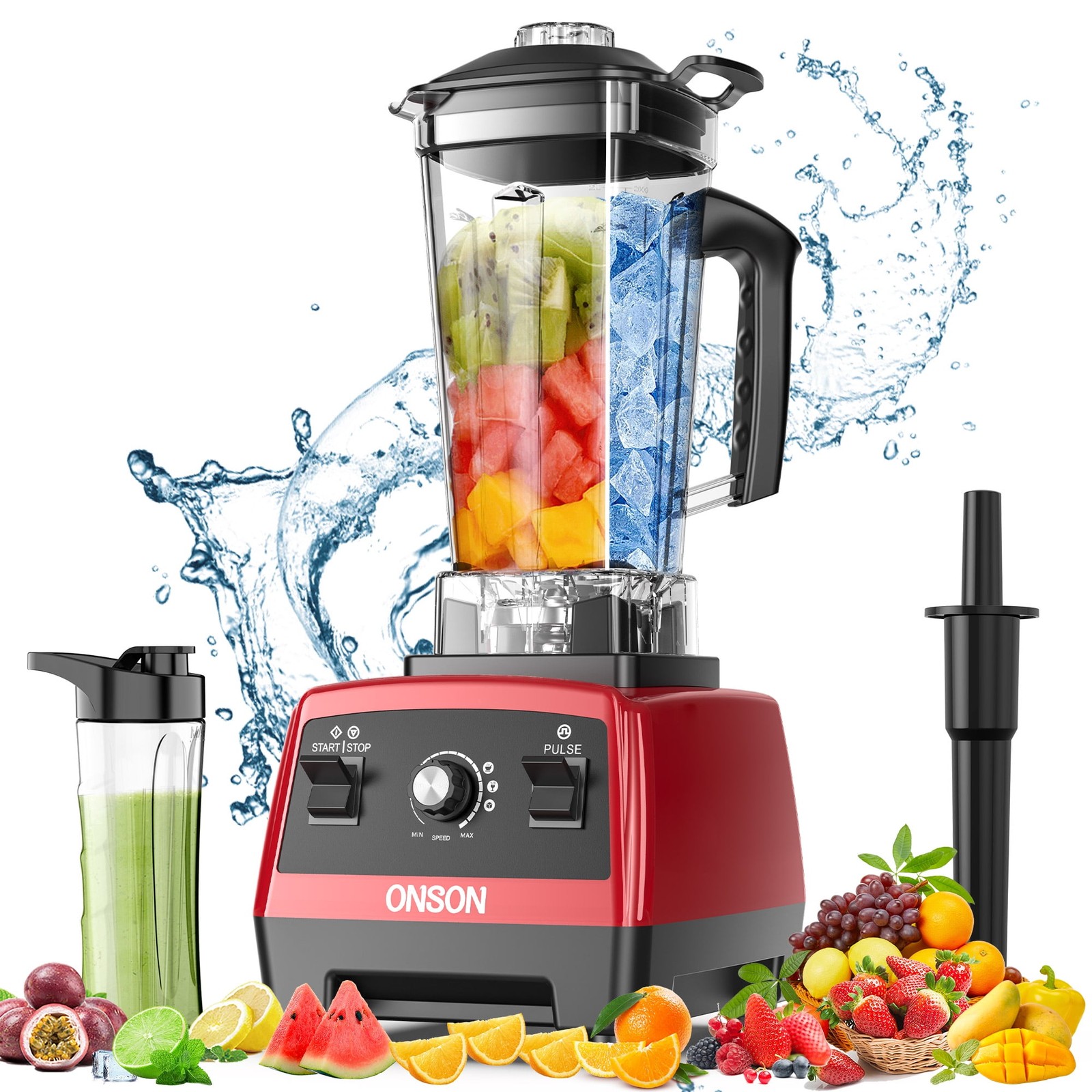 ONSON 1800W High-Speed Countertop Blender, Red-05