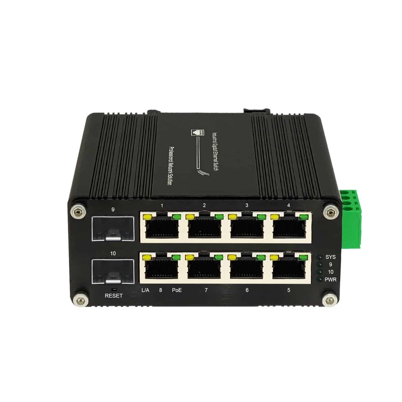 Gigabit 8-Port PoE Network Switch 2 SFP Slots Industrial Ethernet Switch