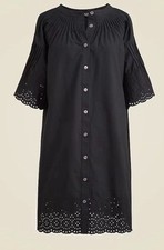 J Crew Jolie Dress Eyelet Cotton Poplin Size XS Black NWT CA988