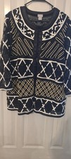 Chicos Travelers Collection Novelty Stripe Mesh Jacket Embellished Sz 4 20-22