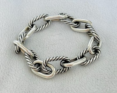 David Yurman Gliederarmband Zopf Oval Glieder Sterling Silber 925 Grob 37,63 g