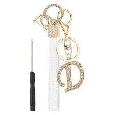 Leather Wristlet Keychain, Chic Letter D Keychains