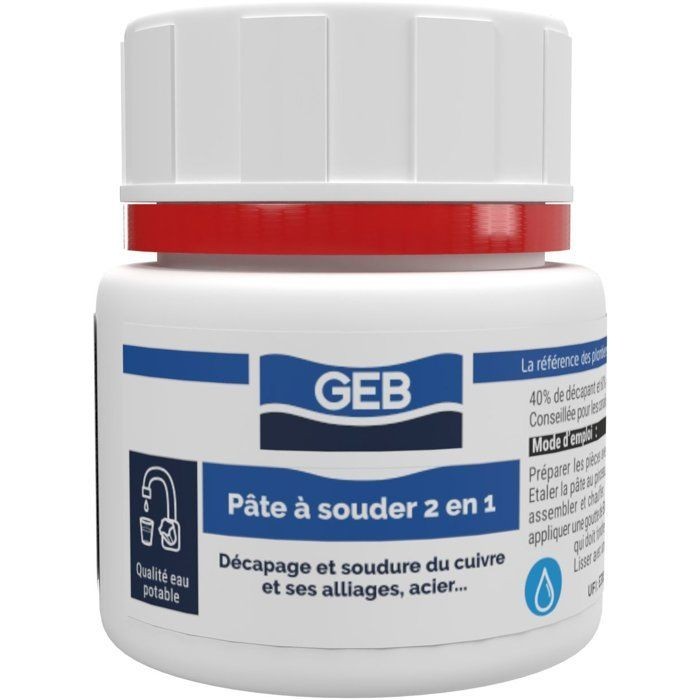 Pâte a souder 2en1 GEB pour décapage et brasage de tubes en cuivre pot de 150g