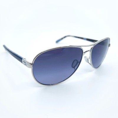 Oakley Feedback OO4079-40 Silver Navy Blue Sunglasses 59-13-135 Aviator Eyewear