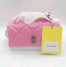 Marc Jacobs Quilted Mini Dual Shoulder Bag Bow Pink Leather New JL02511079
