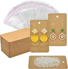 Twavang Earring Display Cards with 100Pcs Holder Cards, 100 Brown 