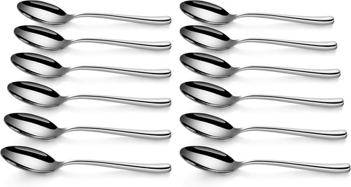 Rain II 12pc Silver Dinner Spoon Set - Dishwasher Safe Stainless Steel Utensils - Picture 6 of 11