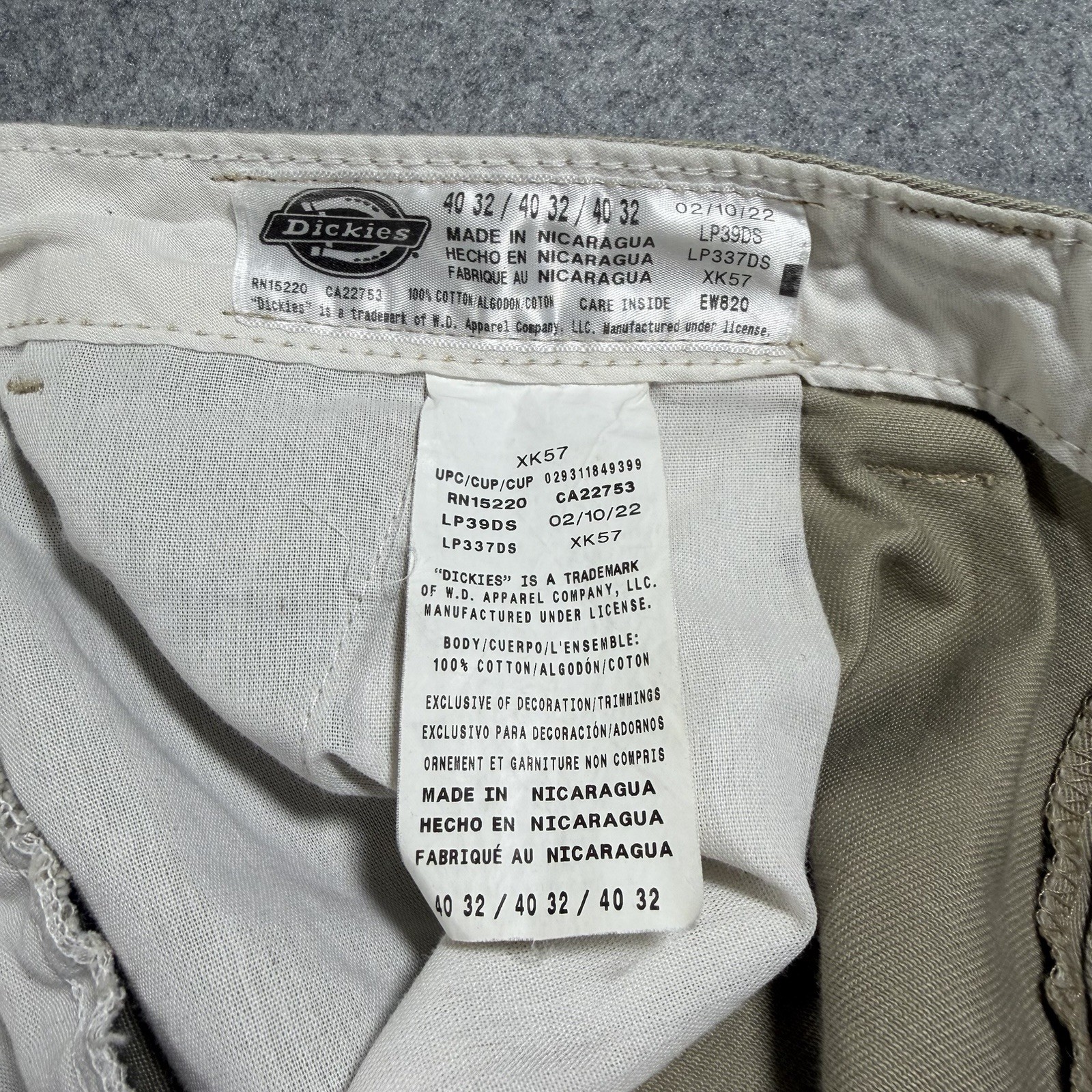 Dickies Cargo Pants Mens 40x32 Khaki Stretch Twill Workwear Utility Durable thumbnail 3