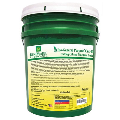 RENEWABLE LUBRICANTS 86834 Cutting Oil,5 gal,Bucket 2VXK7